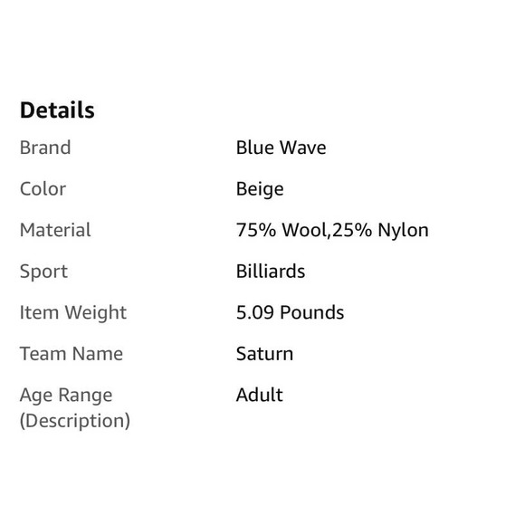 FamilyPoolFun Championship Saturn II 8' Billiard Cloth - Camel - Picture 2 of 4